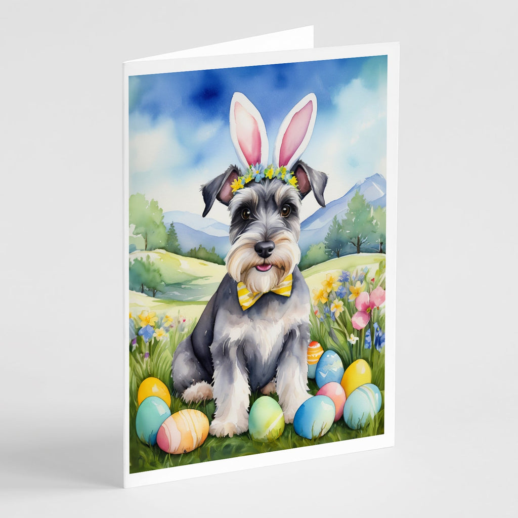 Schnauzer Easter Egg Hunt Greeting Cards Pack of 8 Blank Cards with Envelopes Whimsical A7 Size 5x7