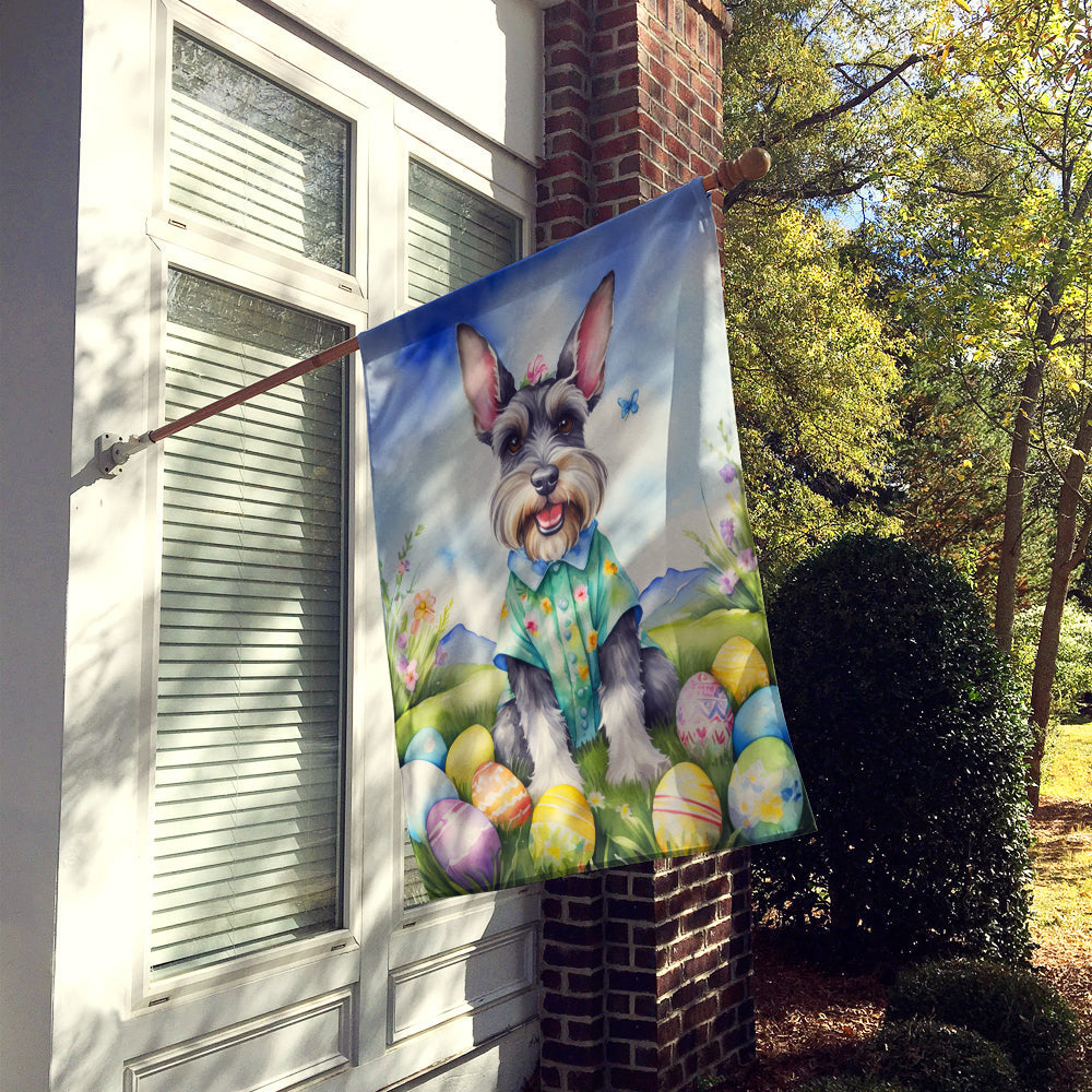 Schnauzer Easter Egg Hunt House Flag 28x40 Porch Sleeve Pole Decorative Outside Yard Banner Artwork Wall Hanging, Polyester