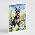 Schnauzer Easter Egg Hunt Greeting Cards Pack of 8 Blank Cards with Envelopes Whimsical A7 Size 5x7