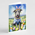 Scottish Deerhound Easter Egg Hunt Greeting Cards Pack of 8 Blank Cards with Envelopes Whimsical A7 Size 5x7