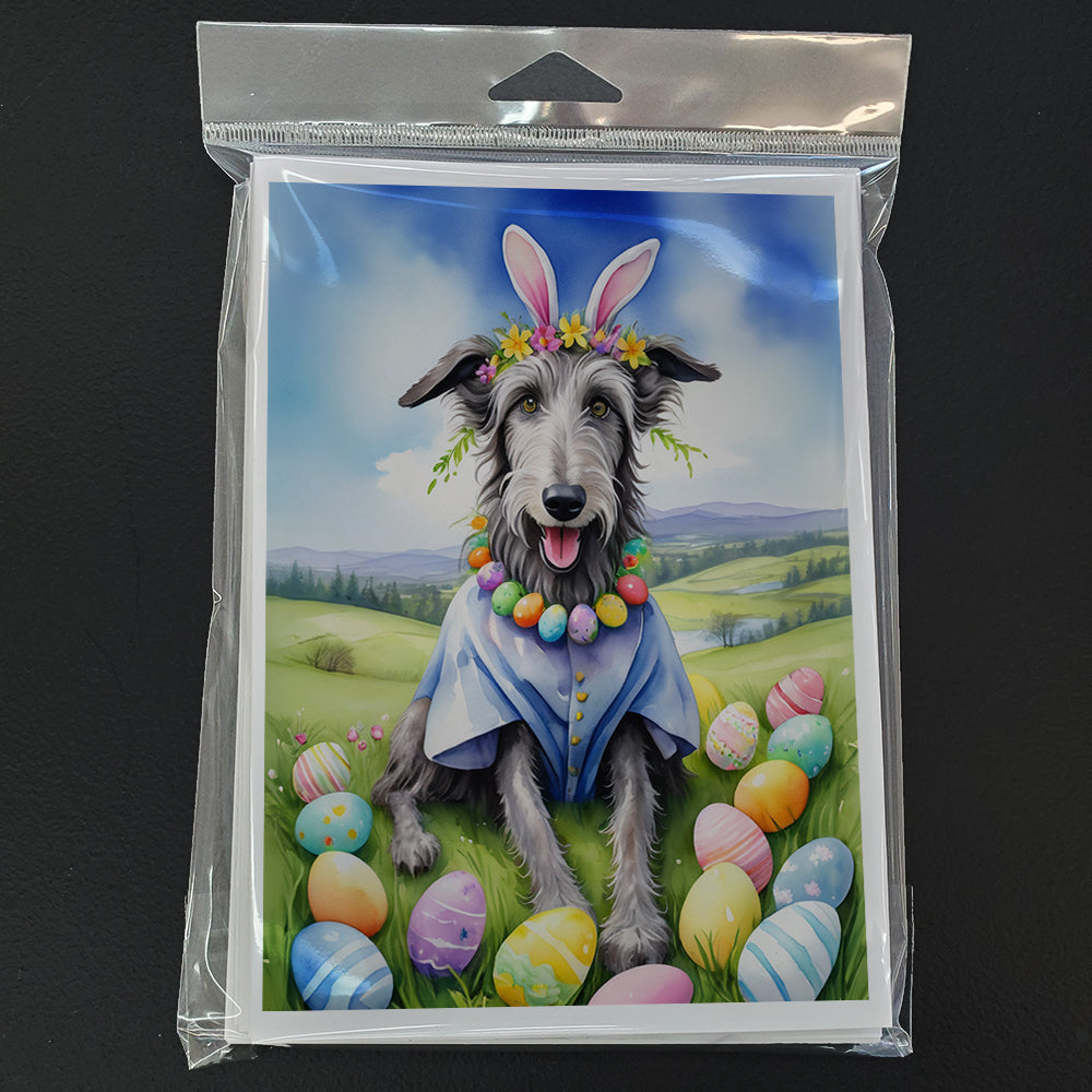 Scottish Deerhound Easter Egg Hunt Greeting Cards Pack of 8 Blank Cards with Envelopes Whimsical A7 Size 5x7