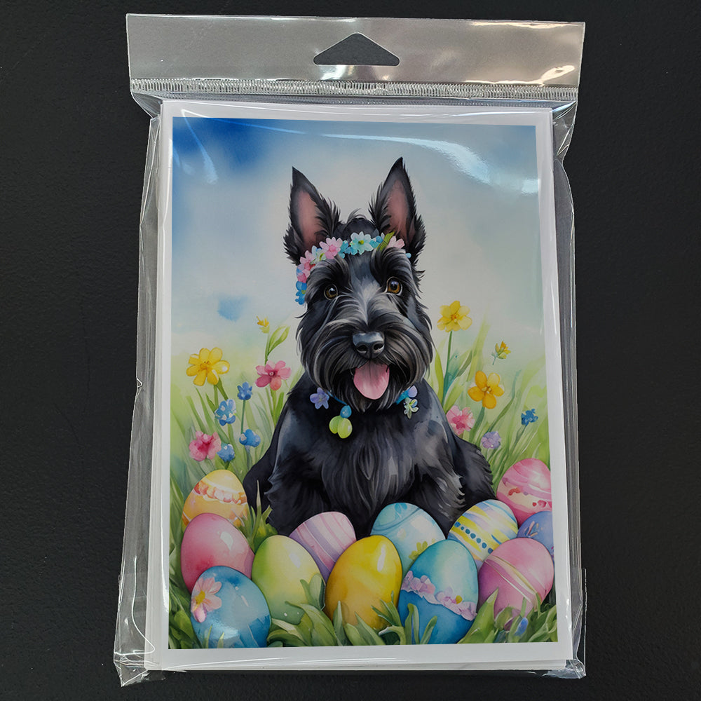 Scottish Terrier Easter Egg Hunt Greeting Cards Pack of 8 Blank Cards with Envelopes Whimsical A7 Size 5x7