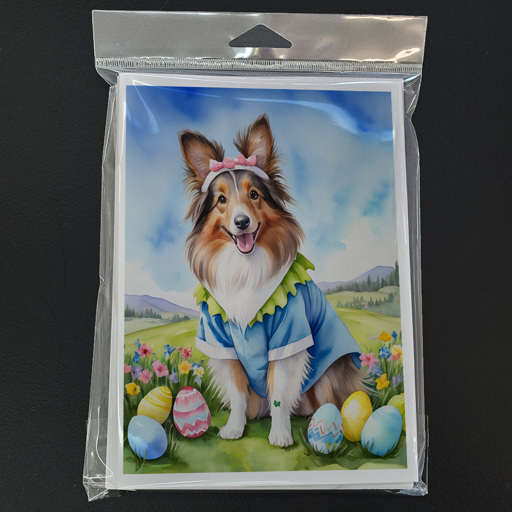 Sheltie Easter Egg Hunt Greeting Cards Pack of 8 Blank Cards with Envelopes Whimsical A7 Size 5x7
