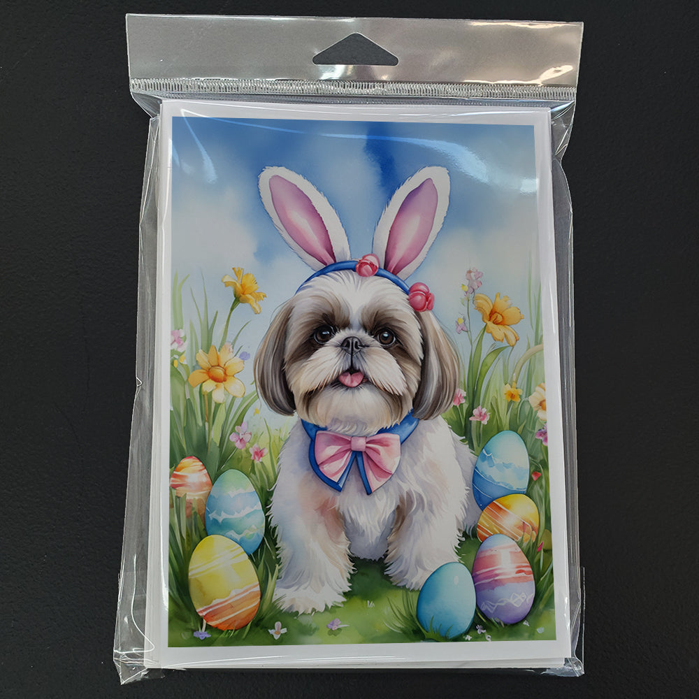 Shih Tzu Easter Egg Hunt Greeting Cards Pack of 8 Blank Cards with Envelopes Whimsical A7 Size 5x7