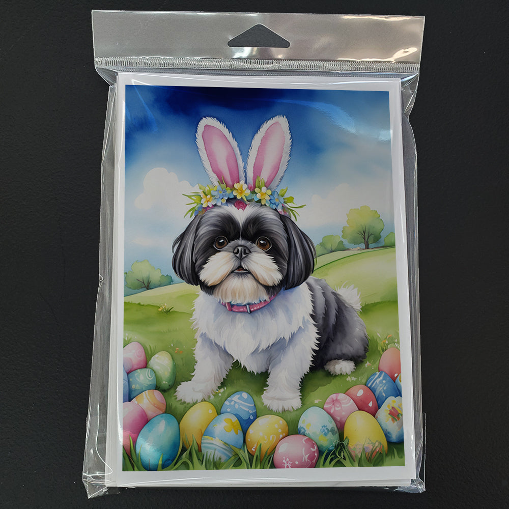 Shih Tzu Easter Egg Hunt Greeting Cards Pack of 8 Blank Cards with Envelopes Whimsical A7 Size 5x7