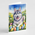 Siberian Husky Easter Egg Hunt Greeting Cards Pack of 8 Blank Cards with Envelopes Whimsical A7 Size 5x7