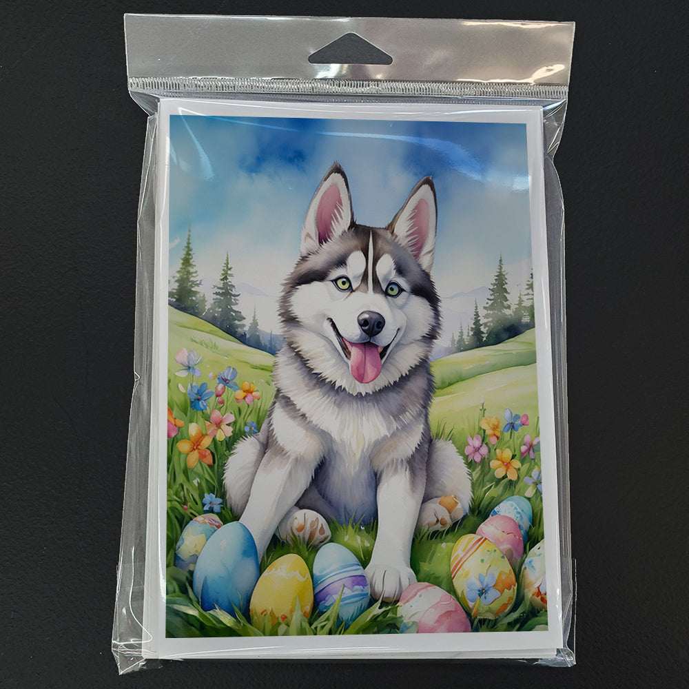 Siberian Husky Easter Egg Hunt Greeting Cards Pack of 8 Blank Cards with Envelopes Whimsical A7 Size 5x7