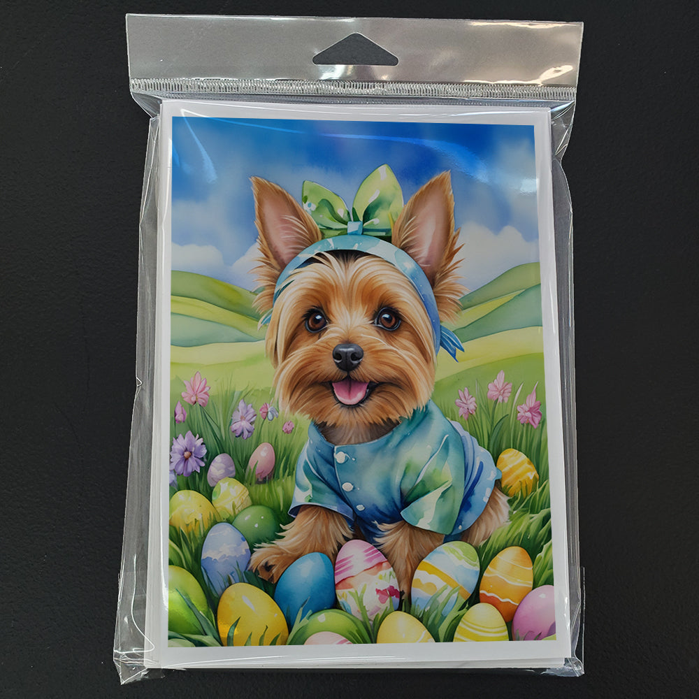 Silky Terrier Easter Egg Hunt Greeting Cards Pack of 8 Blank Cards with Envelopes Whimsical A7 Size 5x7