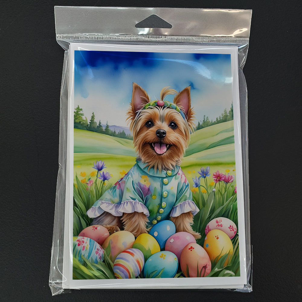 Silky Terrier Easter Egg Hunt Greeting Cards Pack of 8 Blank Cards with Envelopes Whimsical A7 Size 5x7