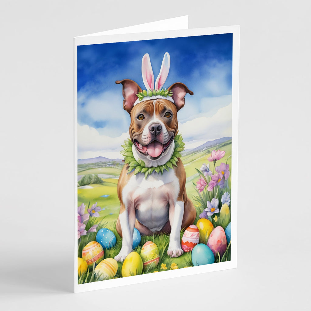 Staffordshire Bull Terrier Easter Egg Hunt Greeting Cards Pack of 8 Blank Cards with Envelopes Whimsical A7 Size 5x7