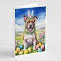 Staffordshire Bull Terrier Easter Egg Hunt Greeting Cards Pack of 8 Blank Cards with Envelopes Whimsical A7 Size 5x7