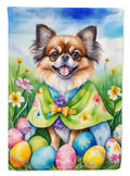 Tibetan Spaniel Easter Egg Hunt House Flag 28x40 Porch Sleeve Pole Decorative Outside Yard Banner Artwork Wall Hanging, Polyester
