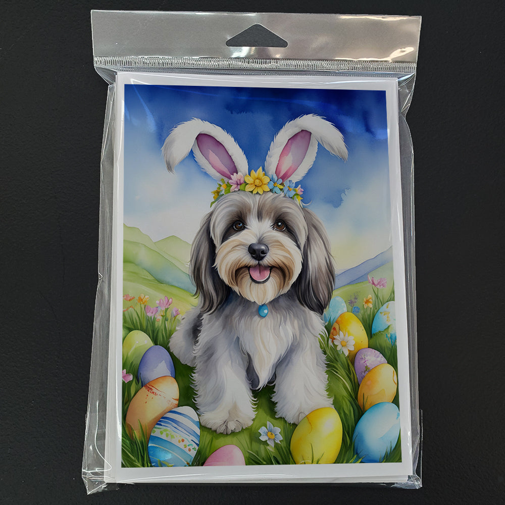 Tibetan Terrier Easter Egg Hunt Greeting Cards Pack of 8 Blank Cards with Envelopes Whimsical A7 Size 5x7