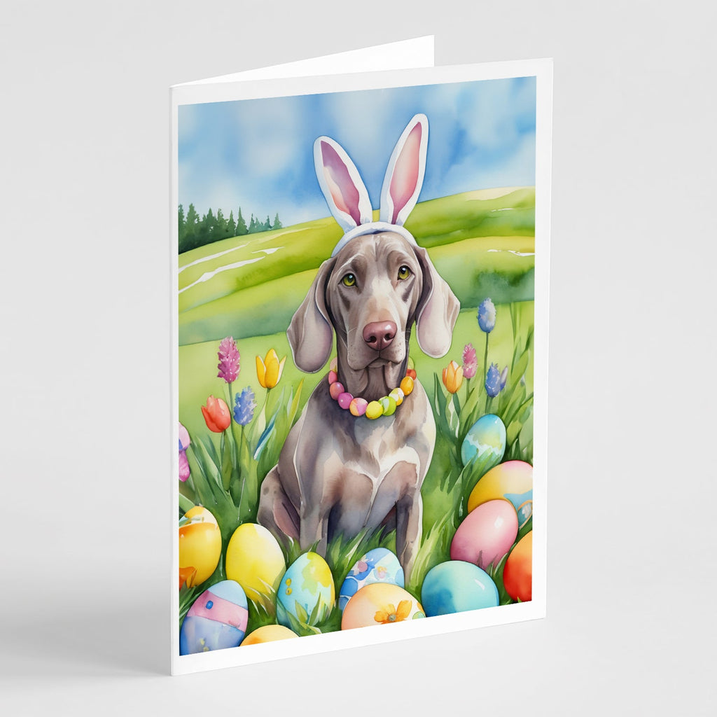 Weimaraner Easter Egg Hunt Greeting Cards Pack of 8 Blank Cards with Envelopes Whimsical A7 Size 5x7