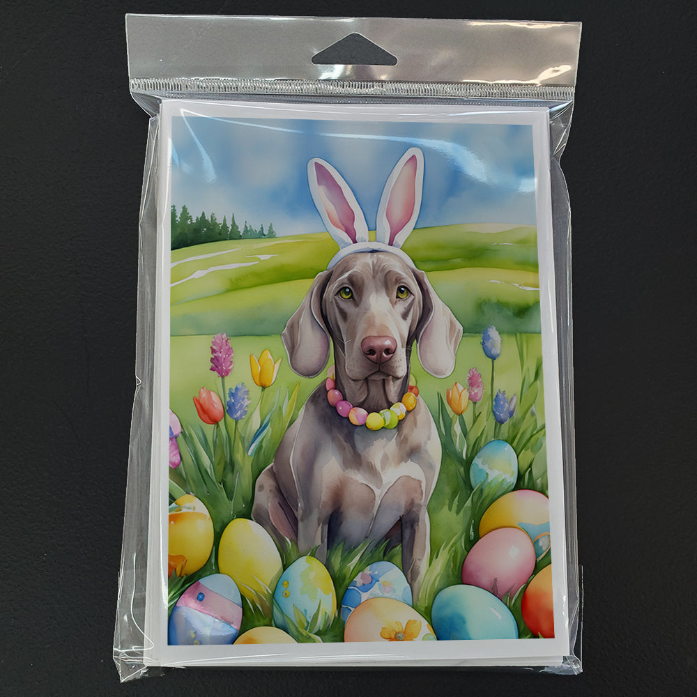 Weimaraner Easter Egg Hunt Greeting Cards Pack of 8 Blank Cards with Envelopes Whimsical A7 Size 5x7