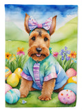Welsh Terrier Easter Egg Hunt House Flag 28x40 Porch Sleeve Pole Decorative Outside Yard Banner Artwork Wall Hanging, Polyester