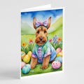 Welsh Terrier Easter Egg Hunt Greeting Cards Pack of 8 Blank Cards with Envelopes Whimsical A7 Size 5x7
