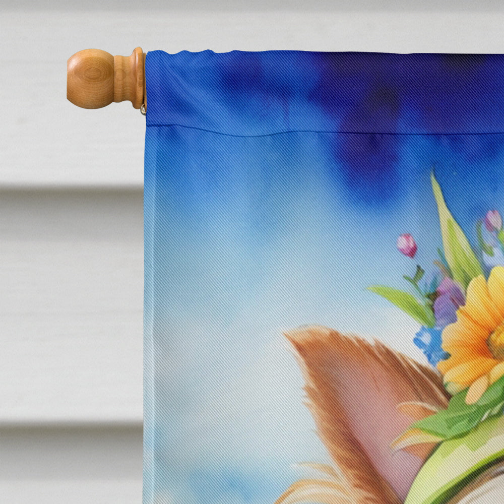 Yorkshire Terrier Easter Egg Hunt House Flag 28x40 Porch Sleeve Pole Decorative Outside Yard Banner Artwork Wall Hanging, Polyester