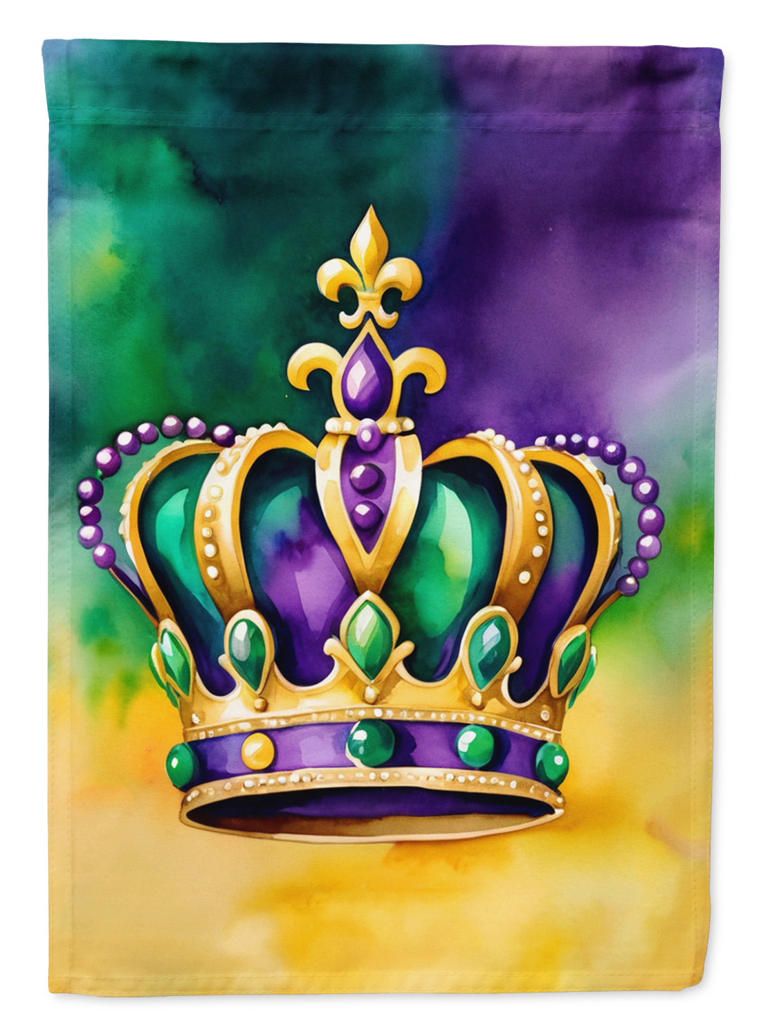King's Mardi Gras Crown House Flag 28x40 Porch Sleeve Pole Decorative Outside Yard Banner Artwork Wall Hanging, Polyester