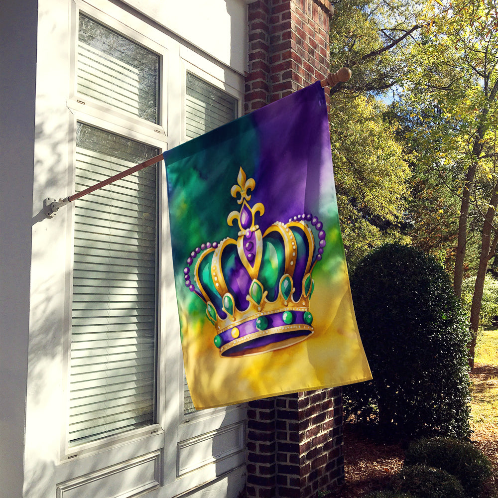 King's Mardi Gras Crown House Flag 28x40 Porch Sleeve Pole Decorative Outside Yard Banner Artwork Wall Hanging, Polyester