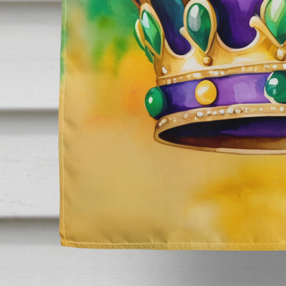 King's Mardi Gras Crown House Flag 28x40 Porch Sleeve Pole Decorative Outside Yard Banner Artwork Wall Hanging, Polyester