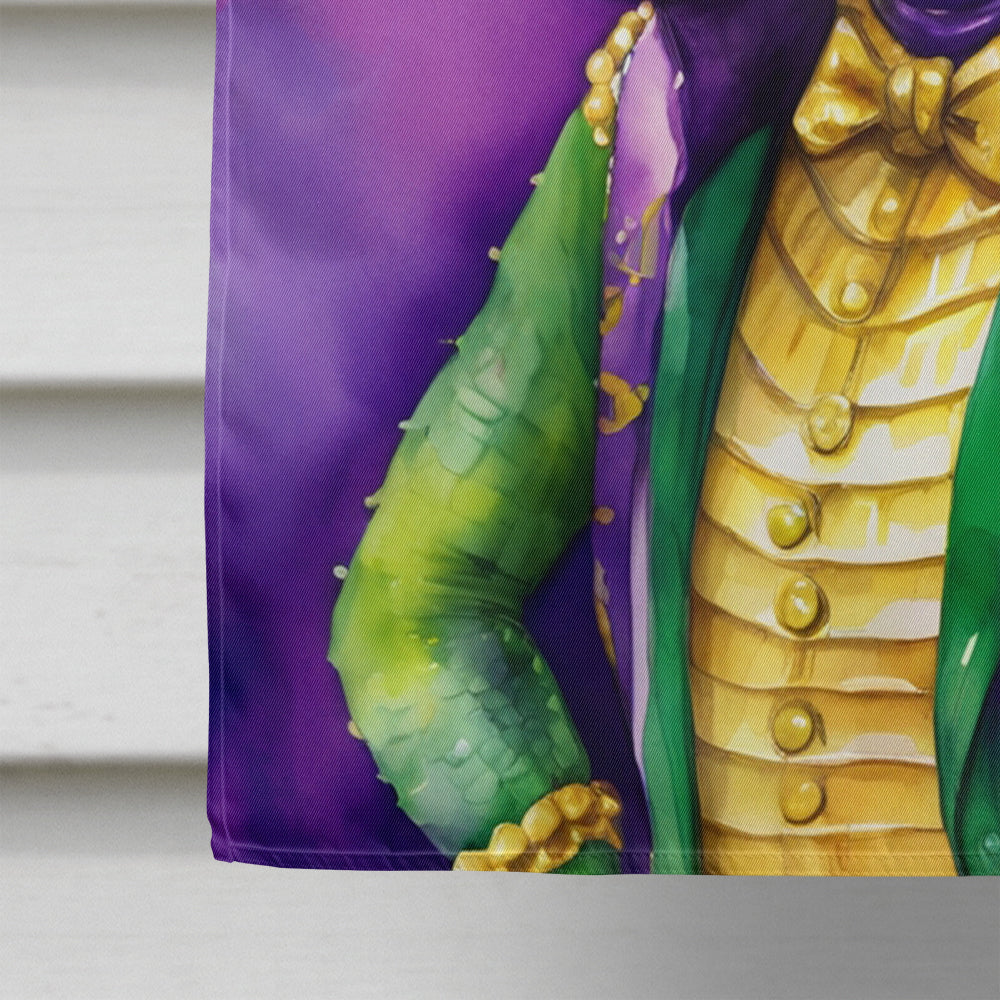 Alligator King of Mardi Gras House Flag 28x40 Porch Sleeve Pole Decorative Outside Yard Banner Artwork Wall Hanging, Polyester