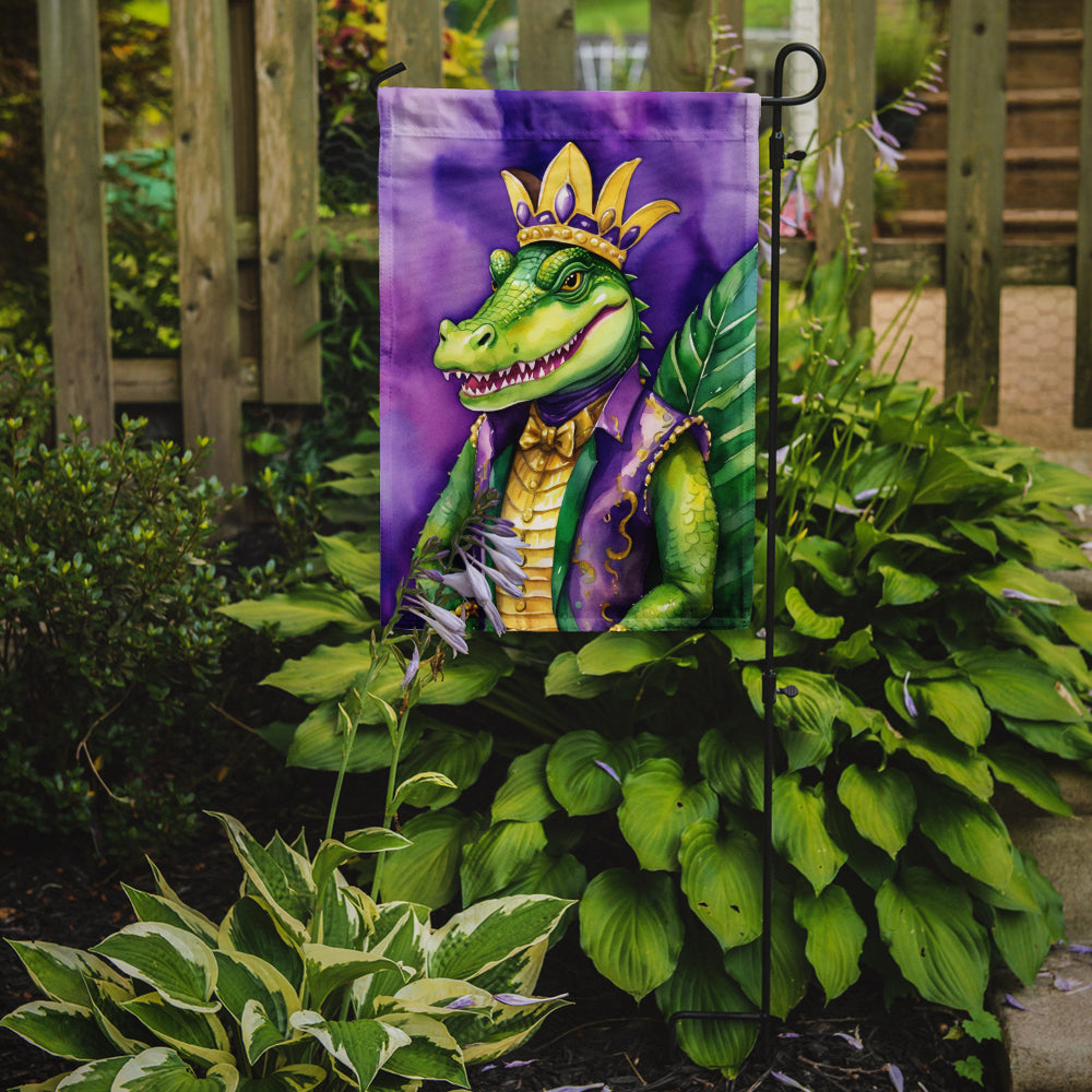 Alligator King of Mardi Gras Garden Flag Mailbox Decorative Yard Banner Outside Patio Artwork for Flower Beds, Garden Size, Multicolor