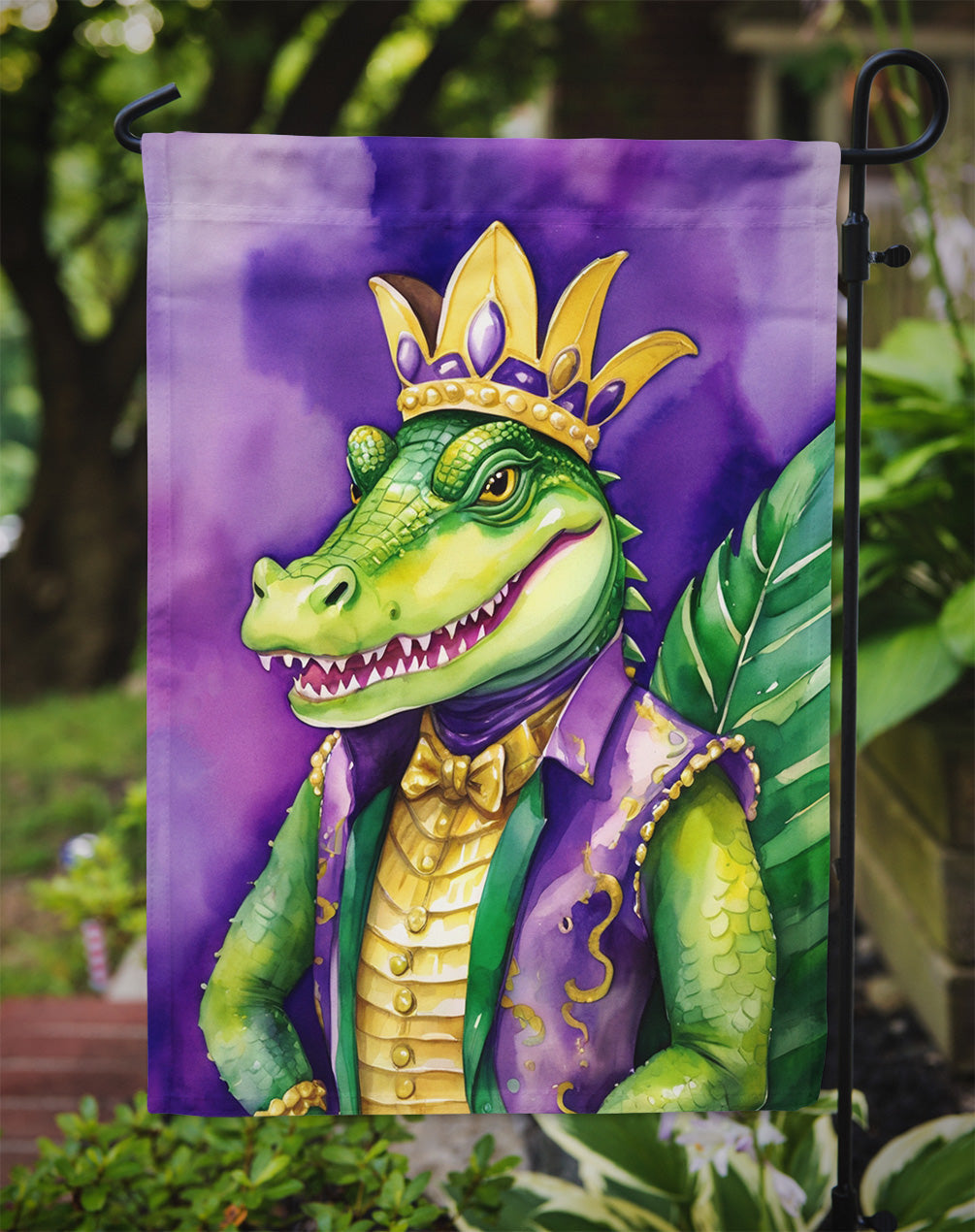 Alligator King of Mardi Gras Garden Flag Mailbox Decorative Yard Banner Outside Patio Artwork for Flower Beds, Garden Size, Multicolor
