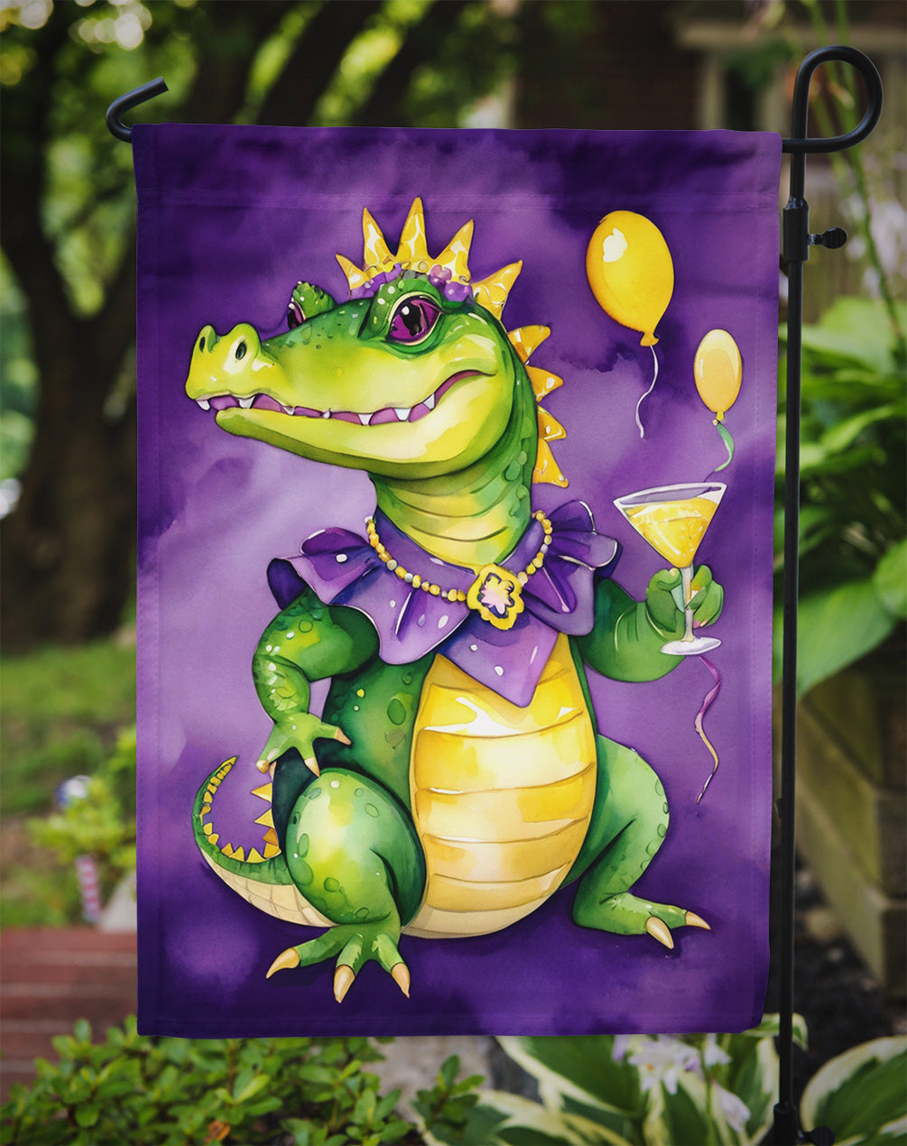 Alligator Mardi Gras Garden Flag Mailbox Decorative Yard Banner Outside Patio Artwork for Flower Beds, Garden Size, Multicolor