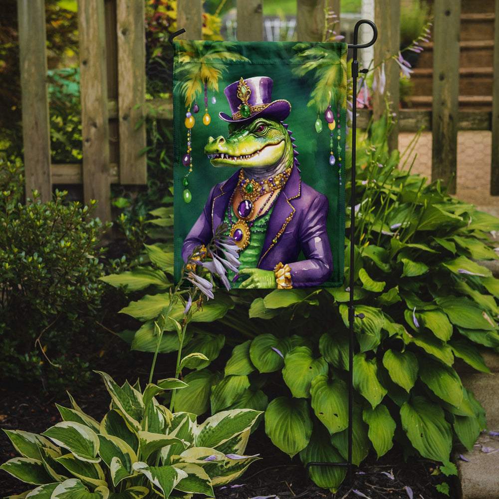 Alligator King of Mardi Gras Garden Flag Mailbox Decorative Yard Banner Outside Patio Artwork for Flower Beds, Garden Size, Multicolor