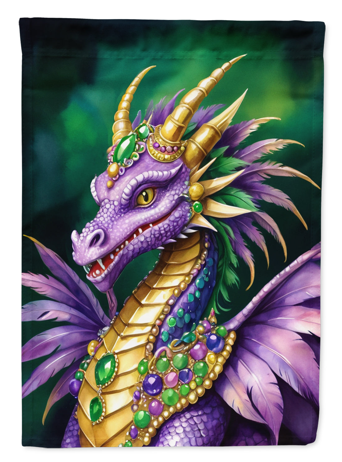 Dragon King of Mardi Gras House Flag 28x40 Porch Sleeve Pole Decorative Outside Yard Banner Artwork Wall Hanging, Polyester