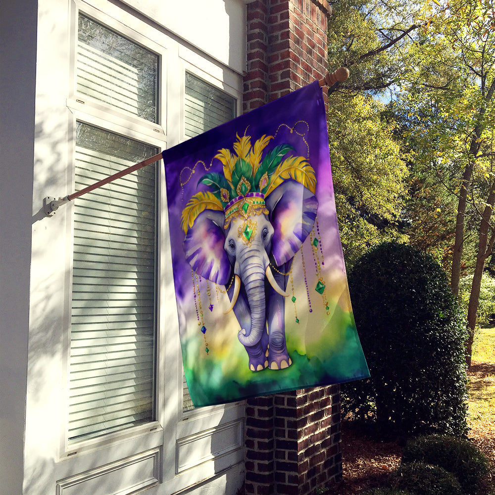 Elephant King of Mardi Gras House Flag 28x40 Porch Sleeve Pole Decorative Outside Yard Banner Artwork Wall Hanging, Polyester