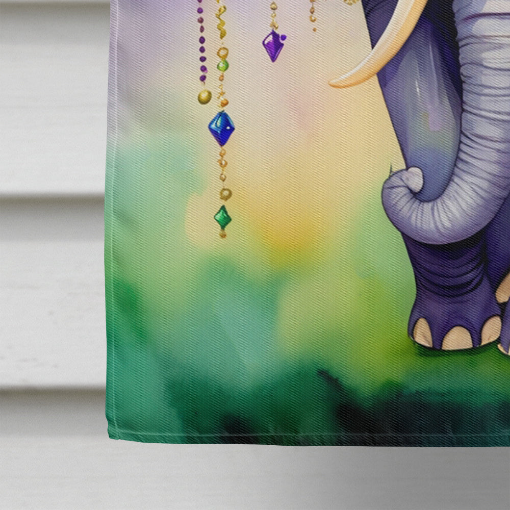 Elephant King of Mardi Gras House Flag 28x40 Porch Sleeve Pole Decorative Outside Yard Banner Artwork Wall Hanging, Polyester