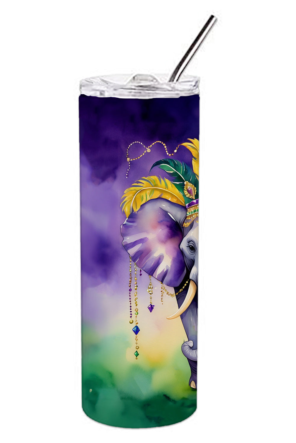 Elephant King of Mardi Gras Stainless Steel Skinny Tumbler 20 oz Vacuum Double Walled Reusable Insulated Travel Cup