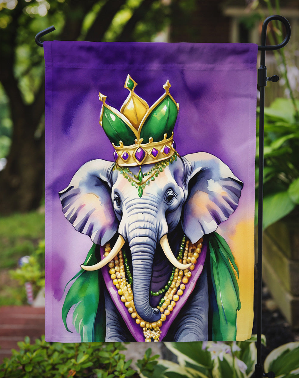 Elephant King of Mardi Gras Garden Flag Mailbox Decorative Yard Banner Outside Patio Artwork for Flower Beds, Garden Size, Multicolor