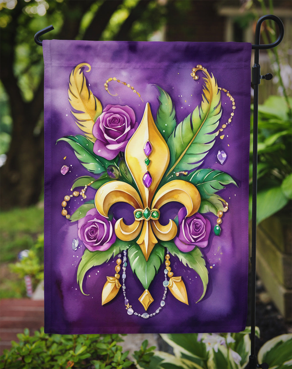 Fleur de lis Mardi Gras Garden Flag Mailbox Decorative Yard Banner Outside Patio Artwork for Flower Beds, Garden Size, Multicolor