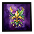 Fleur de lis Mardi Gras Framed Metal Print Bathroom, Kitchen, Office, Home Decor Wall Art Ready to Hang, Square, 8X8