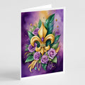 Fleur de lis Mardi Gras Greeting Cards Pack of 8 Blank Cards with Envelopes Whimsical A7 Size 5x7