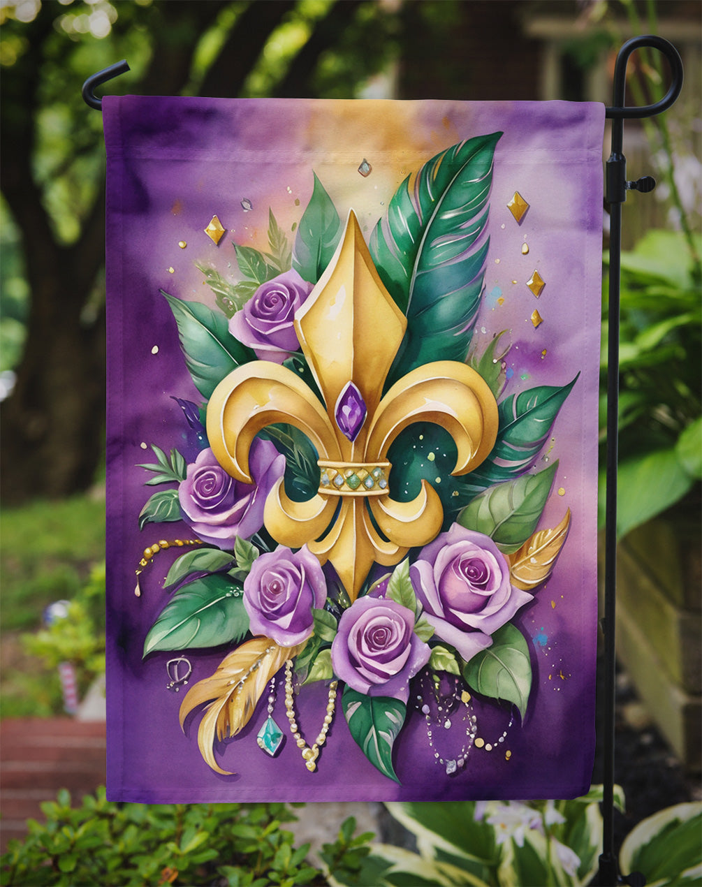 Fleur de lis Mardi Gras Garden Flag Mailbox Decorative Yard Banner Outside Patio Artwork for Flower Beds, Garden Size, Multicolor