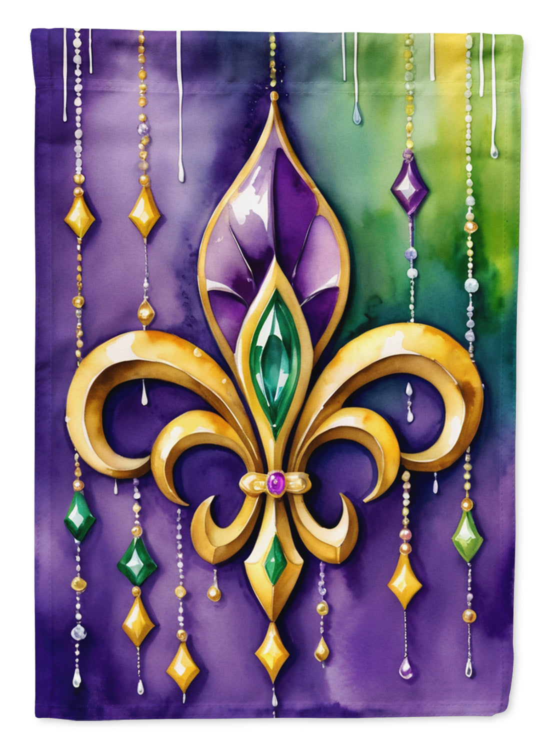 Fleur de lis Mardi Gras House Flag 28x40 Porch Sleeve Pole Decorative Outside Yard Banner Artwork Wall Hanging, Polyester