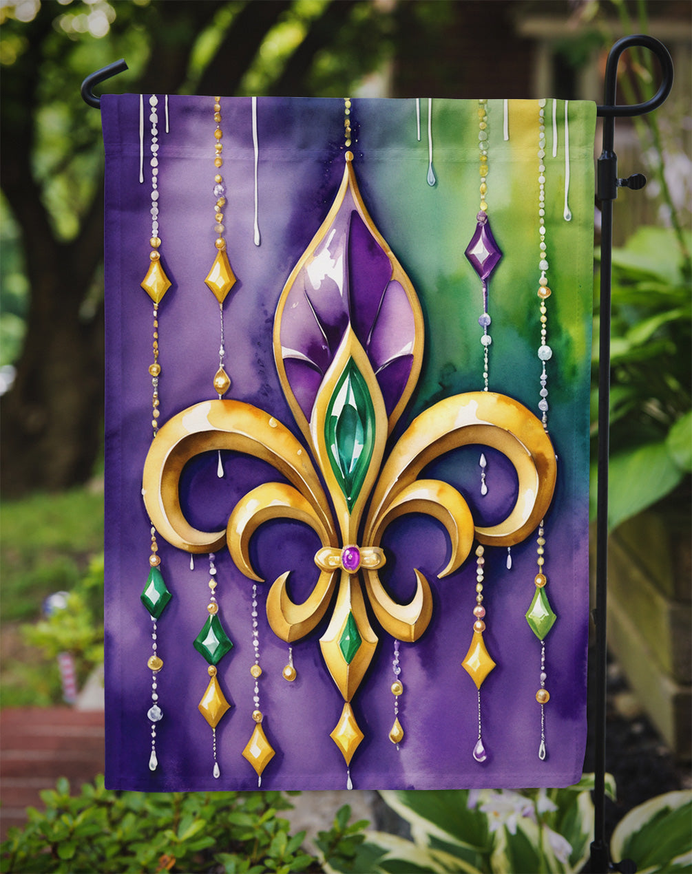 Fleur de lis Mardi Gras Garden Flag Mailbox Decorative Yard Banner Outside Patio Artwork for Flower Beds, Garden Size, Multicolor