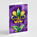 Fleur de lis Mardi Gras Greeting Cards Pack of 8 Blank Cards with Envelopes Whimsical A7 Size 5x7