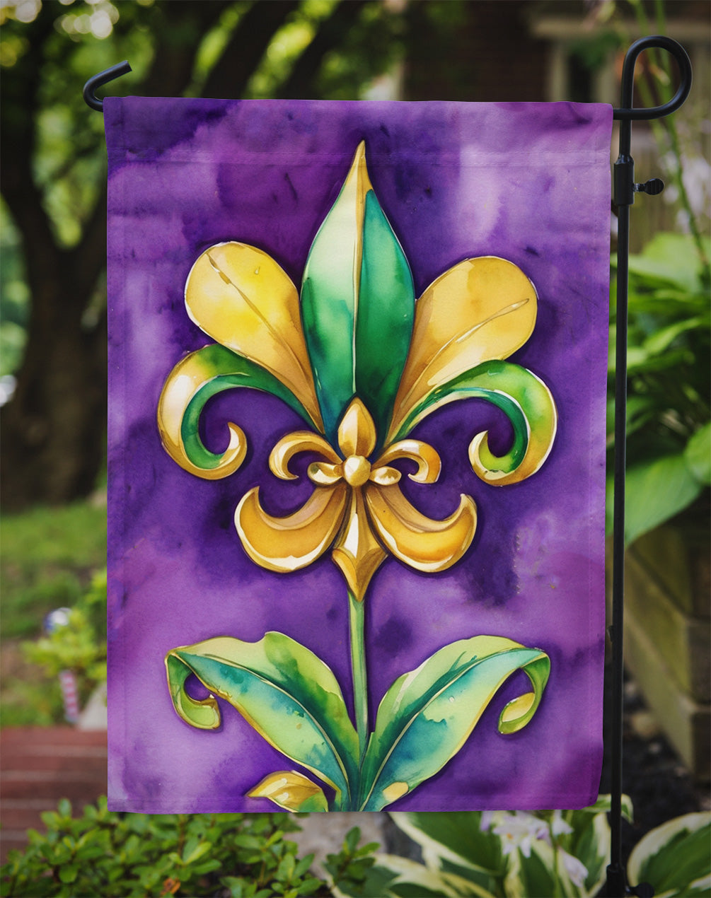 Fleur de lis Mardi Gras Garden Flag Mailbox Decorative Yard Banner Outside Patio Artwork for Flower Beds, Garden Size, Multicolor