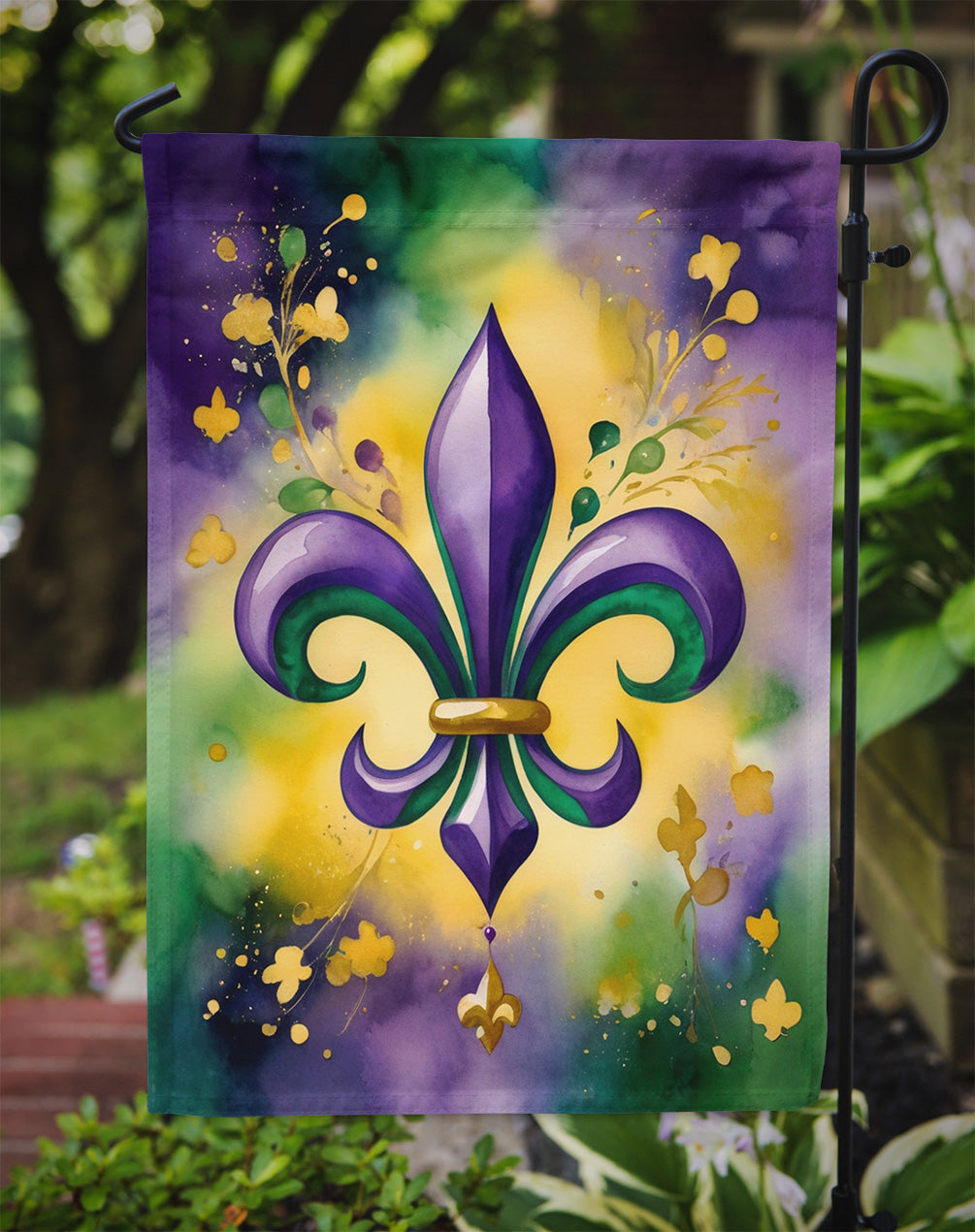 Fleur de lis Mardi Gras Garden Flag Mailbox Decorative Yard Banner Outside Patio Artwork for Flower Beds, Garden Size, Multicolor