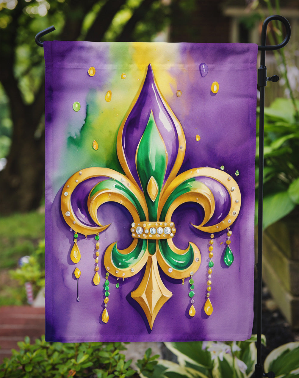 Fleur de lis Mardi Gras Garden Flag Mailbox Decorative Yard Banner Outside Patio Artwork for Flower Beds, Garden Size, Multicolor