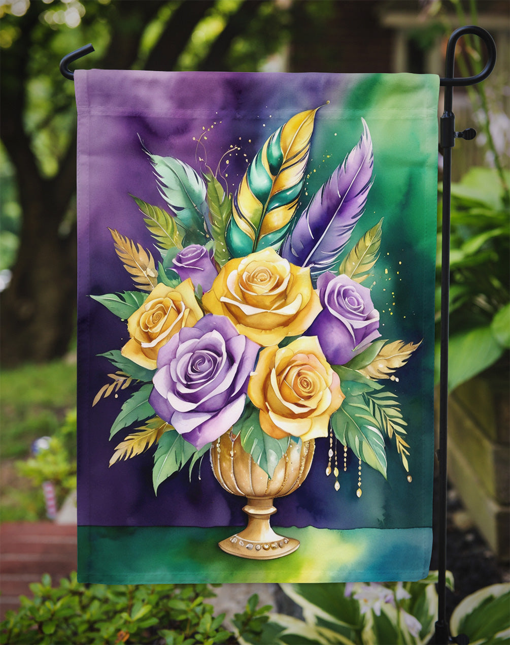 Flowers Mardi Gras Garden Flag Mailbox Decorative Yard Banner Outside Patio Artwork for Flower Beds, Garden Size, Multicolor