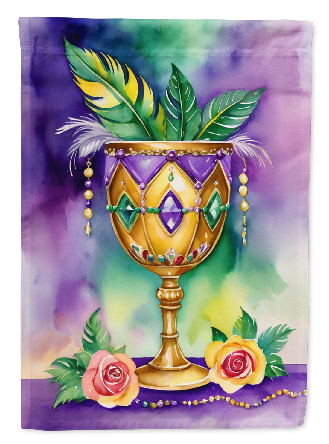 Goblet Mardi Gras House Flag 28x40 Porch Sleeve Pole Decorative Outside Yard Banner Artwork Wall Hanging, Polyester