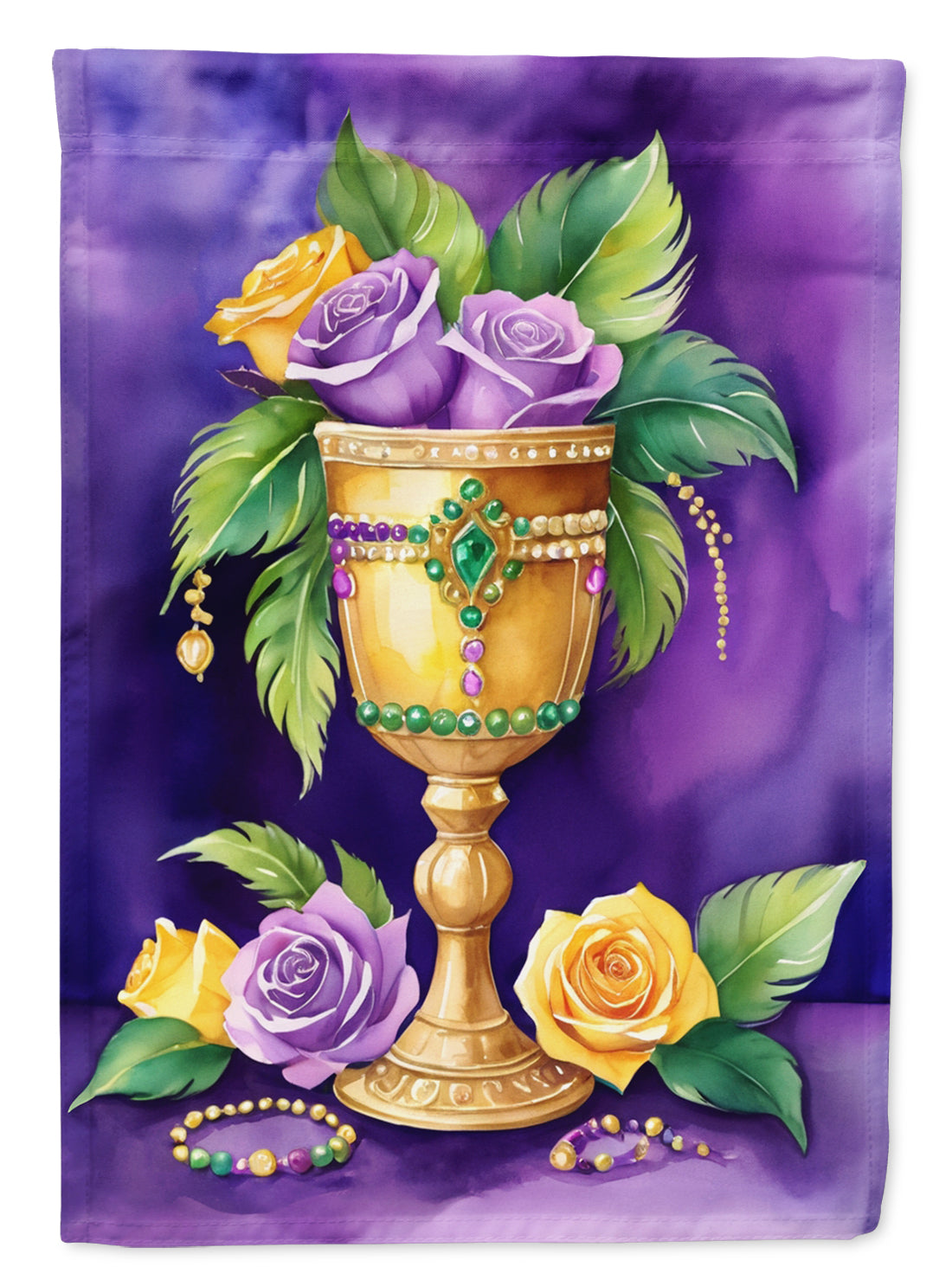 Goblet Mardi Gras House Flag 28x40 Porch Sleeve Pole Decorative Outside Yard Banner Artwork Wall Hanging, Polyester