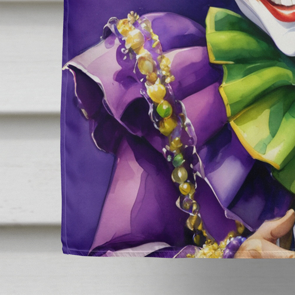 Jester Mardi Gras House Flag 28x40 Porch Sleeve Pole Decorative Outside Yard Banner Artwork Wall Hanging, Polyester