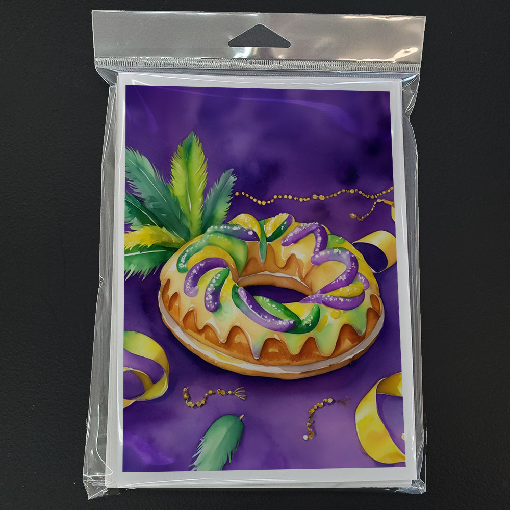 King Cake Mardi Gras Greeting Cards Pack of 8 Blank Cards with Envelopes Whimsical A7 Size 5x7